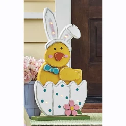 Chunky Wood Lit Chick in Easter Egg