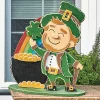 Chunky Wood Lit Pot Of Gold Leprechaun