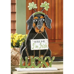 Chunky Wood Lit St. Patty's Dog