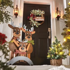 Chunky Wood Welcome Reindeer Family