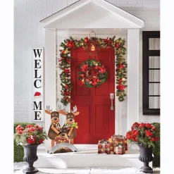 Chunky Wood Welcome Reindeer Family