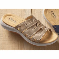 Clarks Leather Maelynn Abby Slide with Hook-and-Loop Closure
