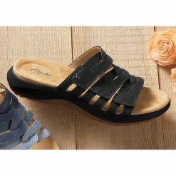 Clarks Leather Maelynn Abby Slide with Hook-and-Loop Closure