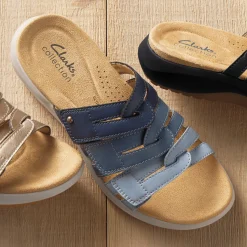 Clarks Leather Maelynn Abby Slide with Hook-and-Loop Closure