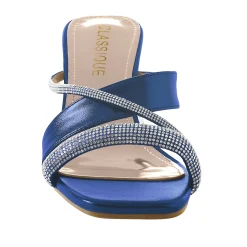 Classique Glitter Rope Slide Sandal with Mini Rhinestones and Chunky 2.5