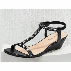 Classique Rhinestone T-Strap Wedge