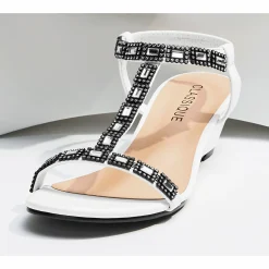 Classique Rhinestone T-Strap Wedge