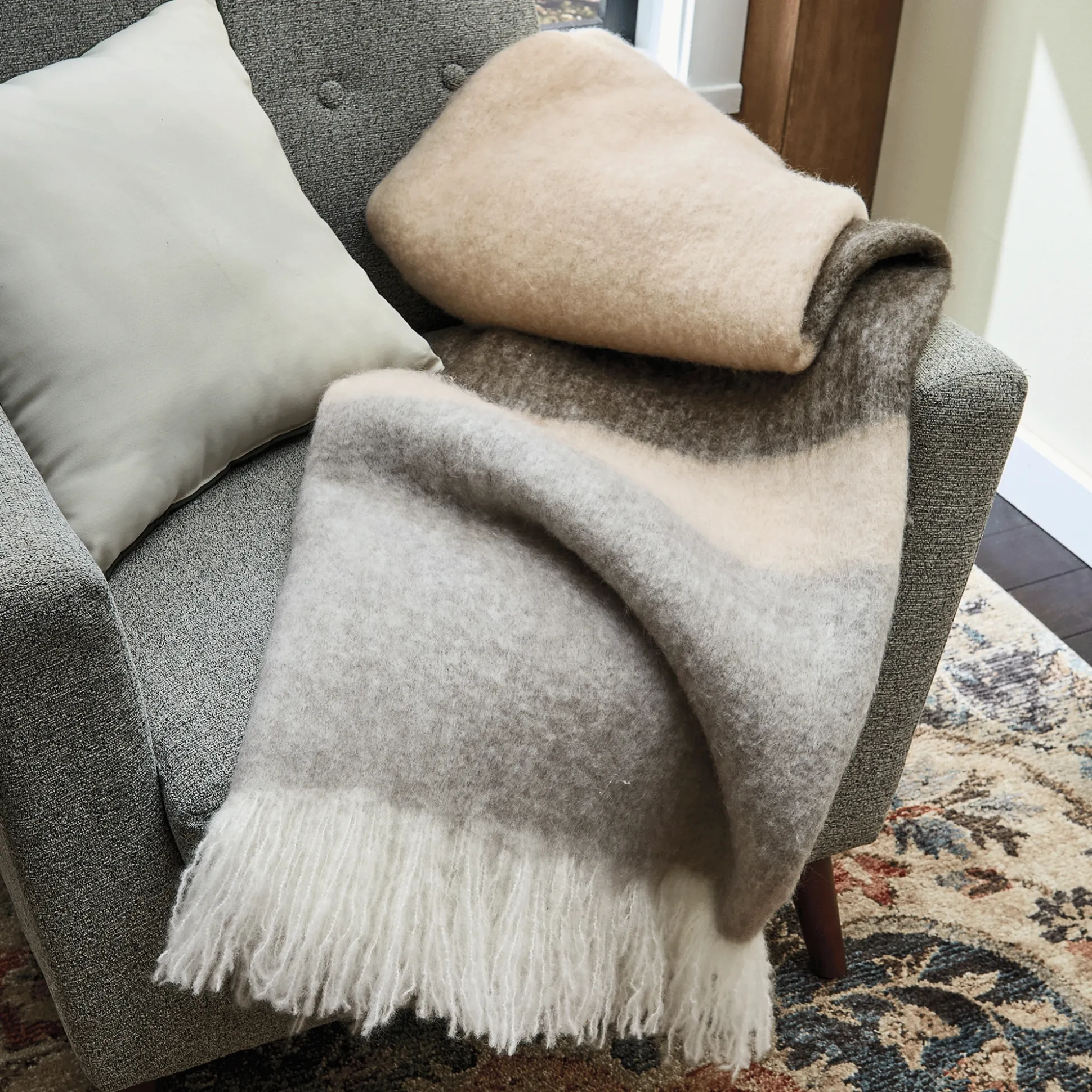 Colorblock Brushed Throw