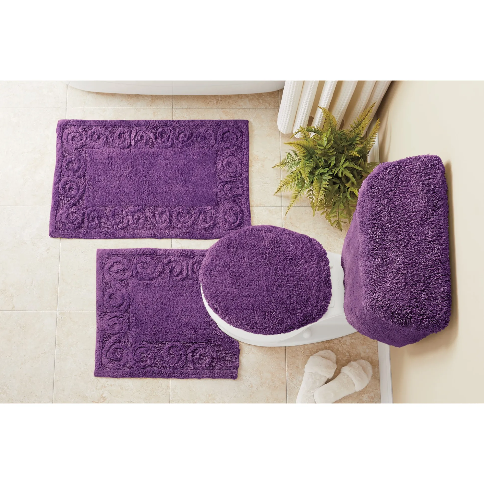 Color Connection 5-Piece Cotton Bath Rug & Toilet Cover Set