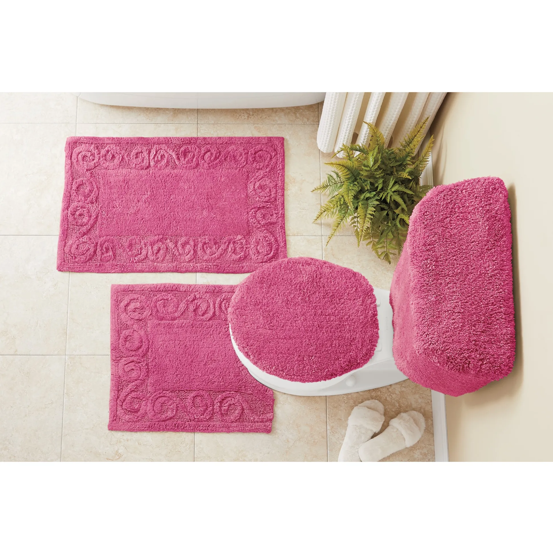 Color Connection 5-Piece Cotton Bath Rug & Toilet Cover Set