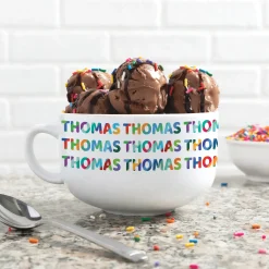 Colorful Name Pattern Personalized Ice Cream Bowl