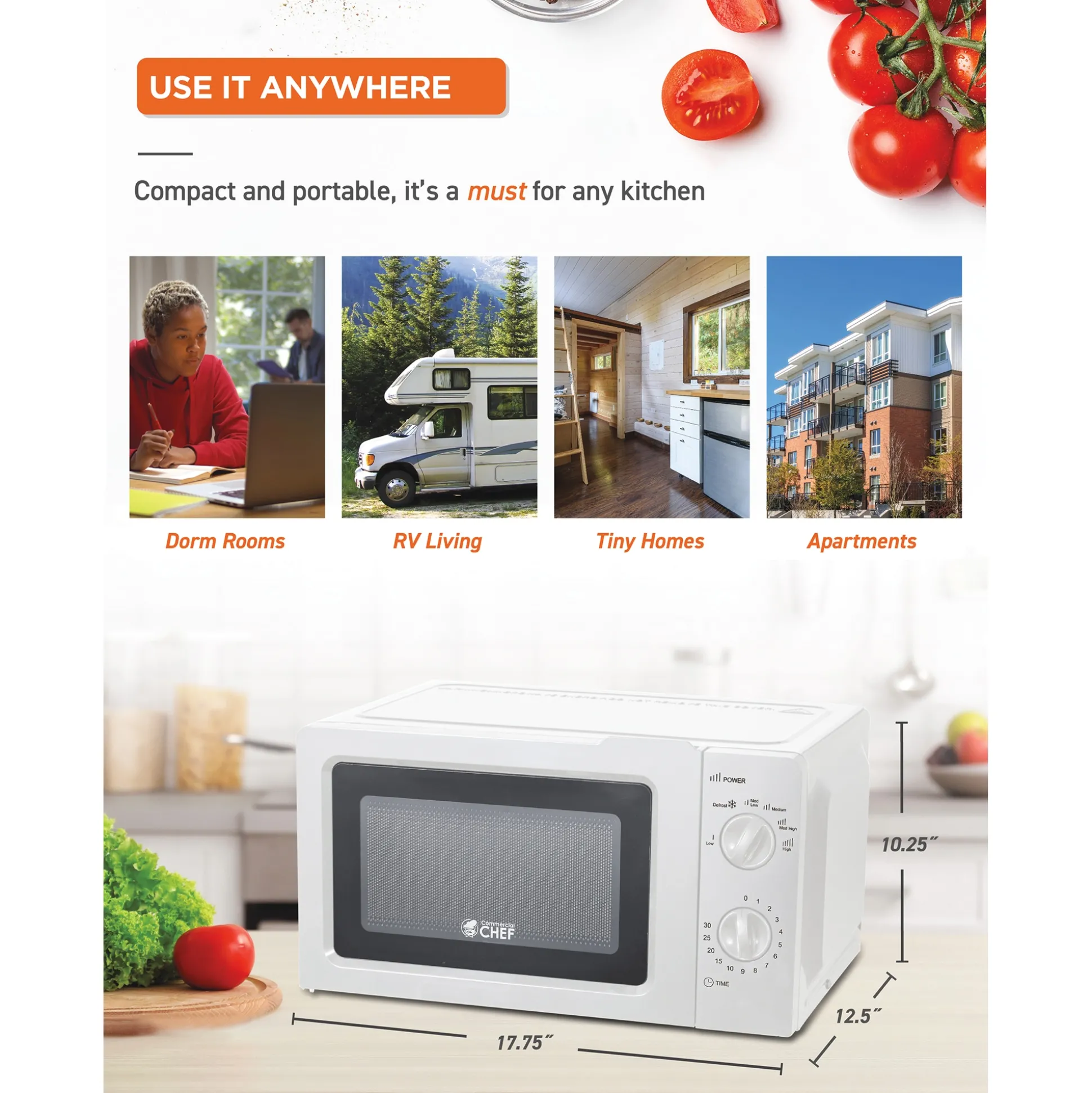 Commercial Chef 0.6 cu. ft. Microwave
