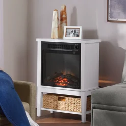 Compact Storage Fireplace With Basket