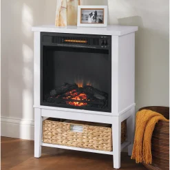 Compact Storage Fireplace With Basket