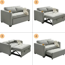 Convertible Loveseat with USB and Cupholders