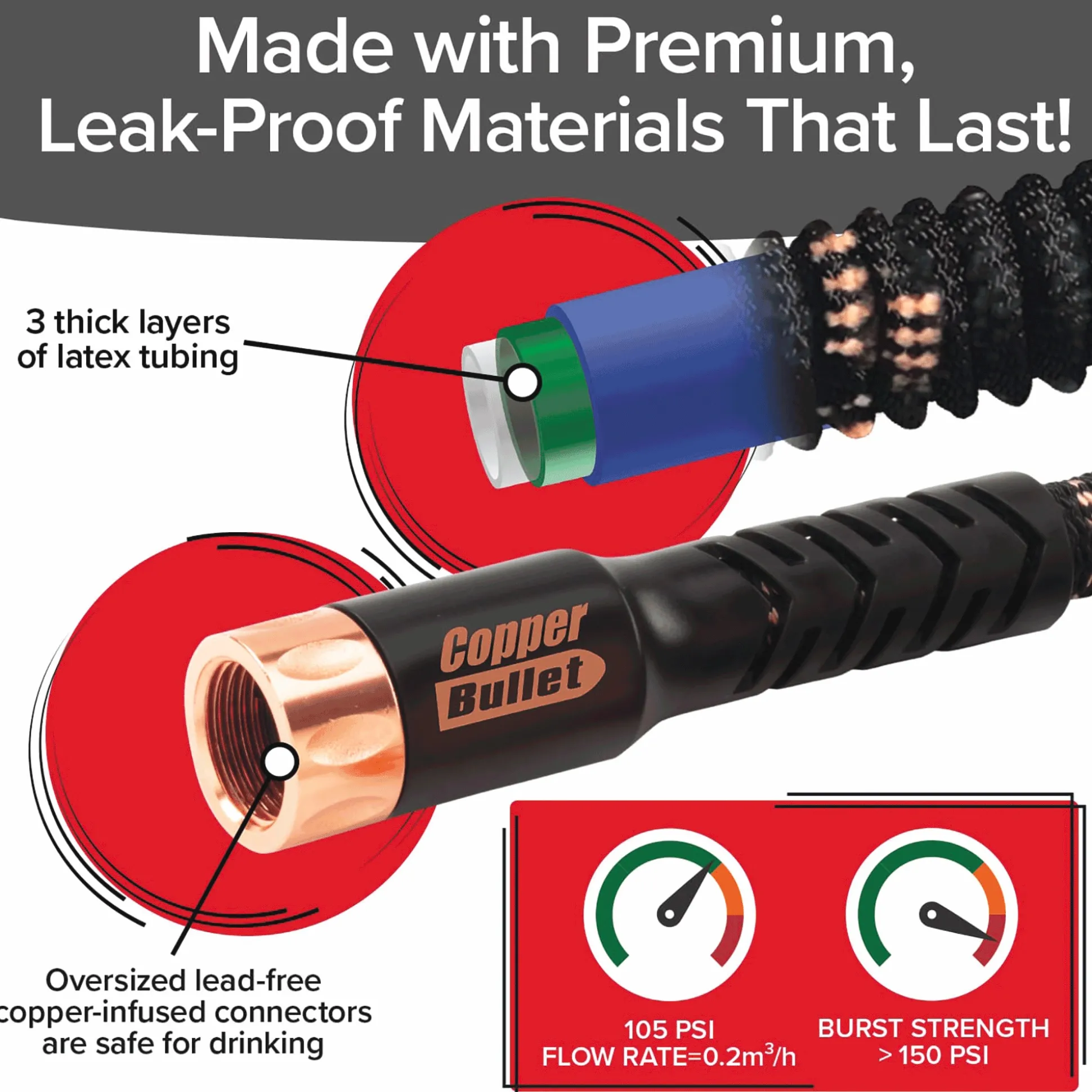 Copper Bullet Expanding 100-Foot Garden Pocket Hose