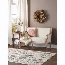 Country-Style Hand-Carved Wood Settee