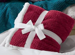 Cozy Textured Fleece Sherpa Reversible Throw