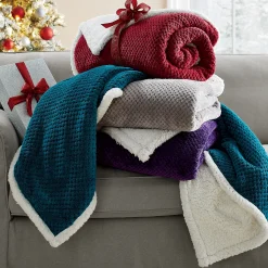 Cozy Textured Fleece Sherpa Reversible Throw