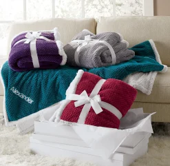 Cozy Textured Fleece Sherpa Reversible Throw