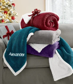 Cozy Textured Fleece Sherpa Reversible Throw