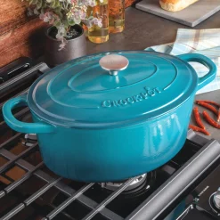Crock Pot Artisan 7-qt. Enameled Cast Iron Oval Dutch Oven with Lid