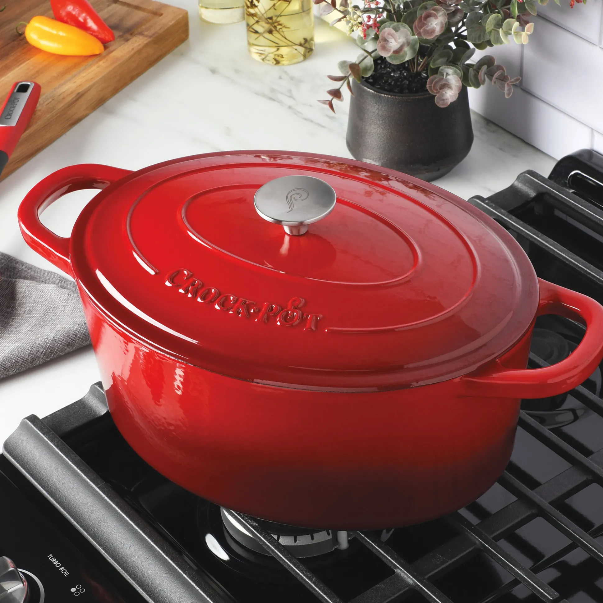 Crock Pot Artisan 7-qt. Enameled Cast Iron Oval Dutch Oven with Lid