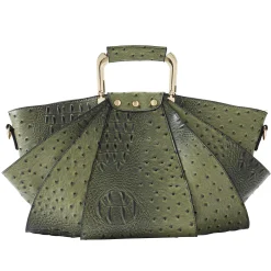 Croco Fan Handbag with Removable Strap