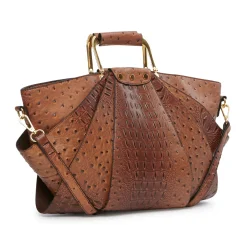 Croco Fan Handbag with Removable Strap