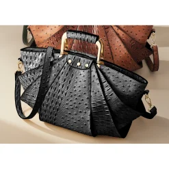 Croco Fan Handbag with Removable Strap