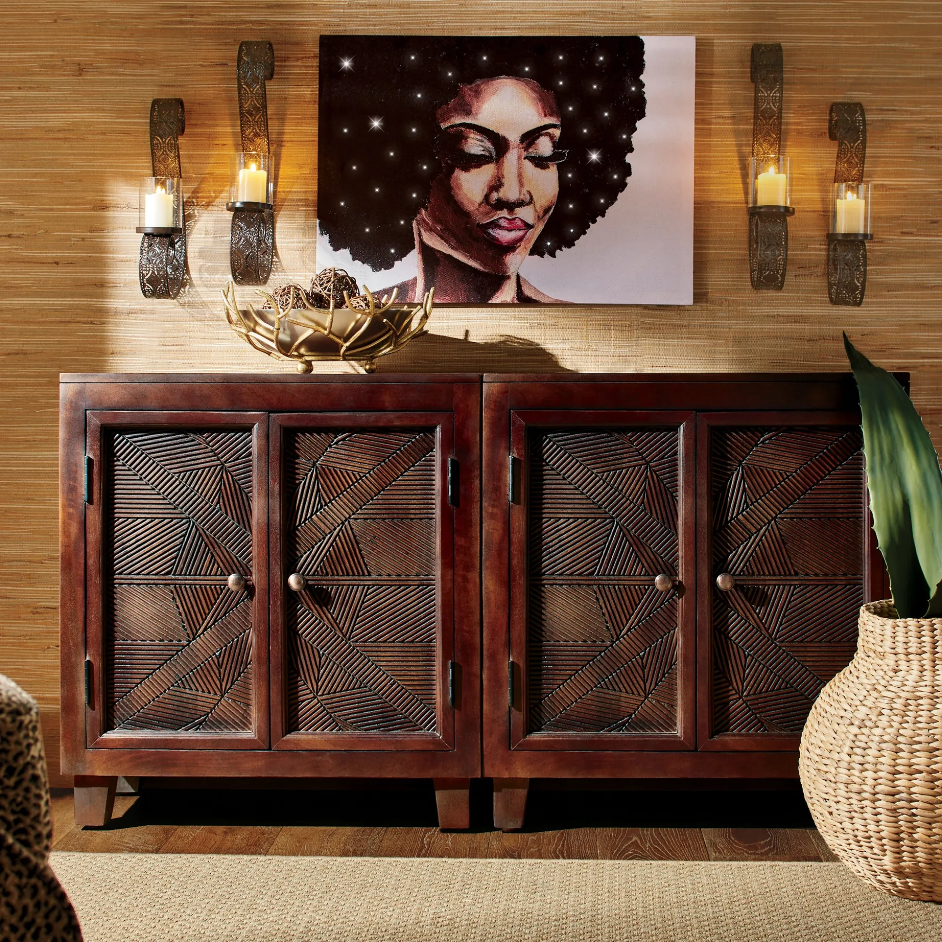 Crossed Carved Cabinet