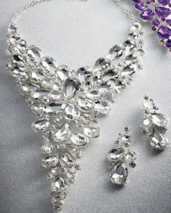 Crystal Bib Necklace and Earring Set