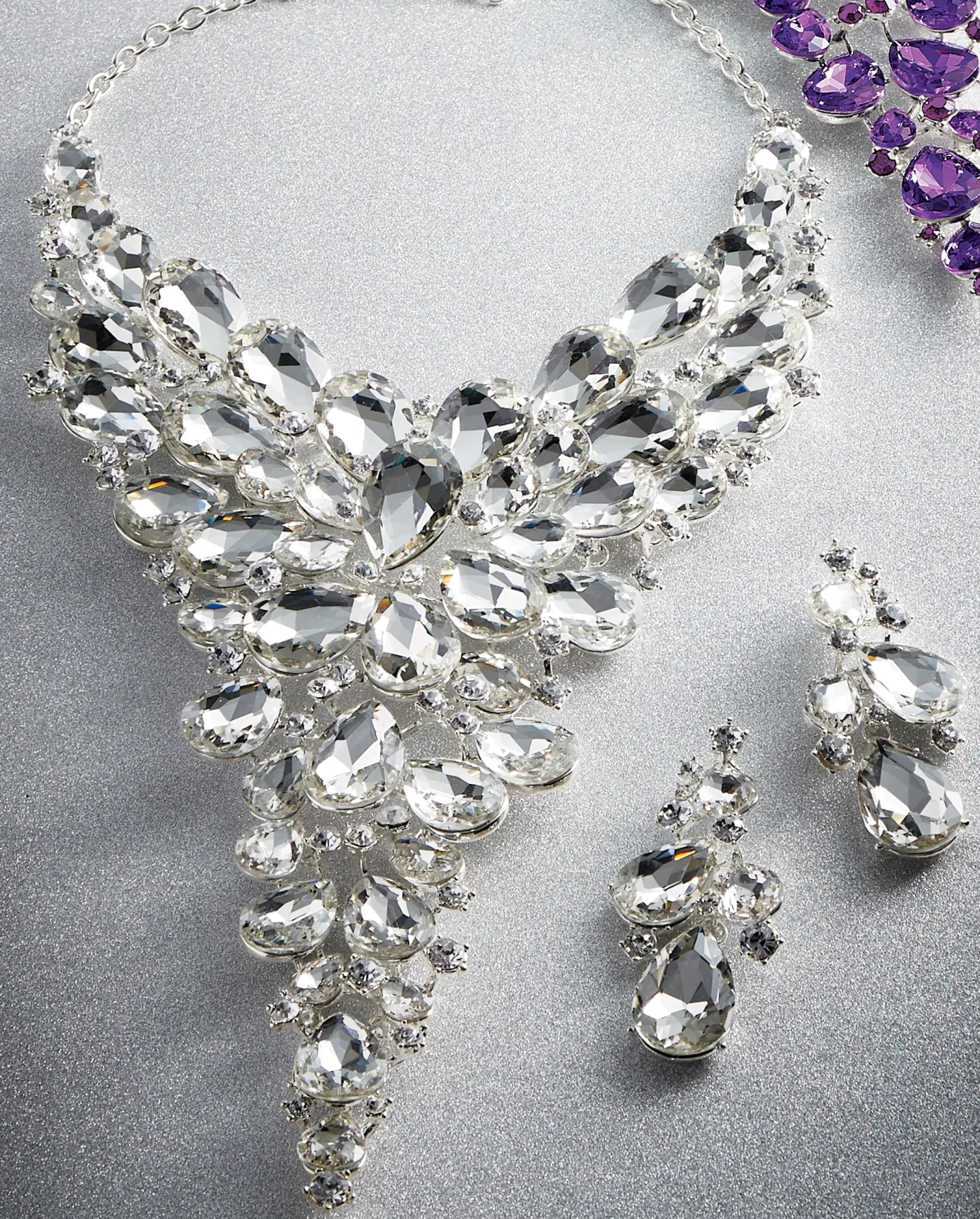 Crystal Bib Necklace and Earring Set