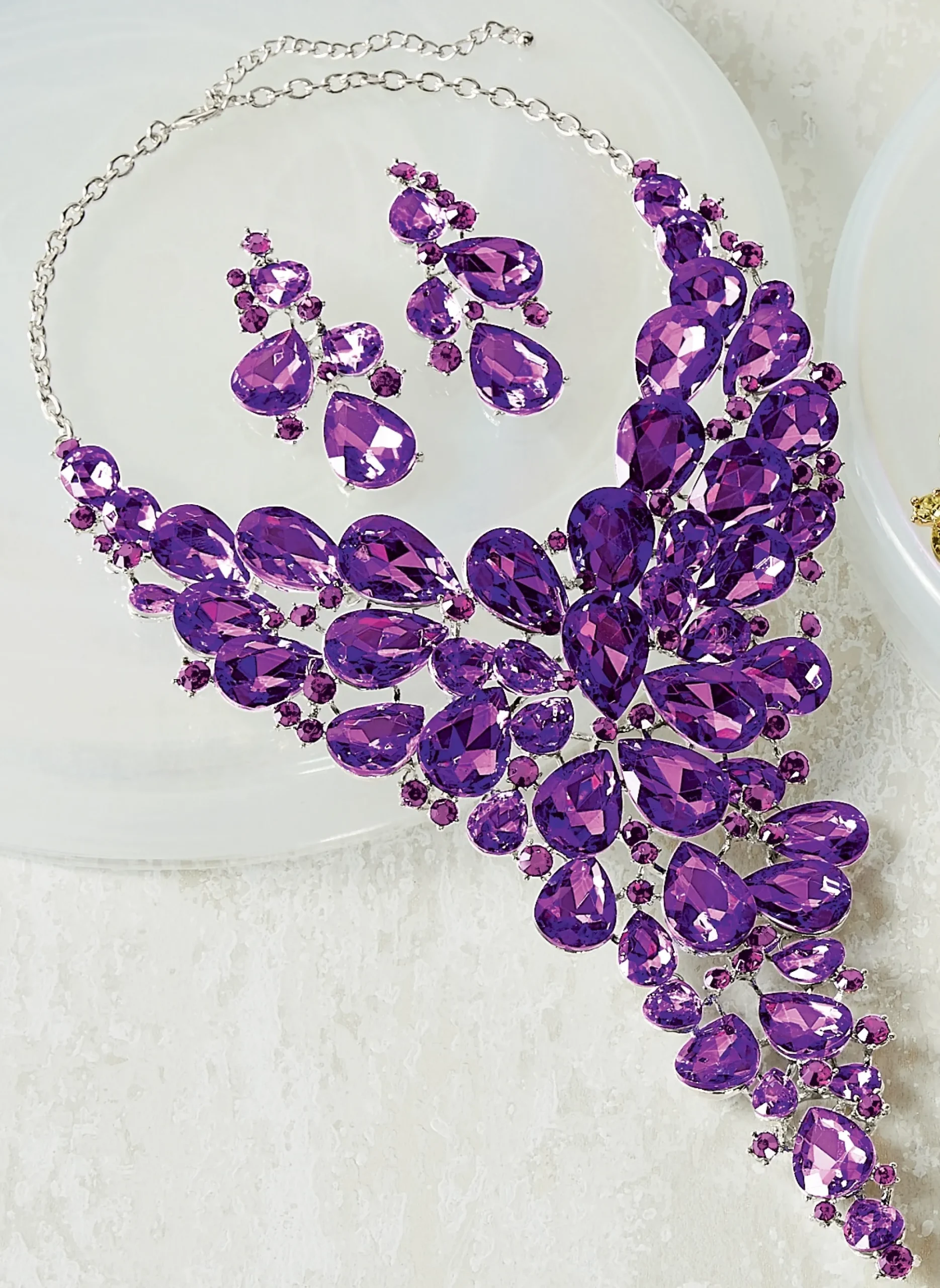 Crystal Bib Necklace and Earring Set
