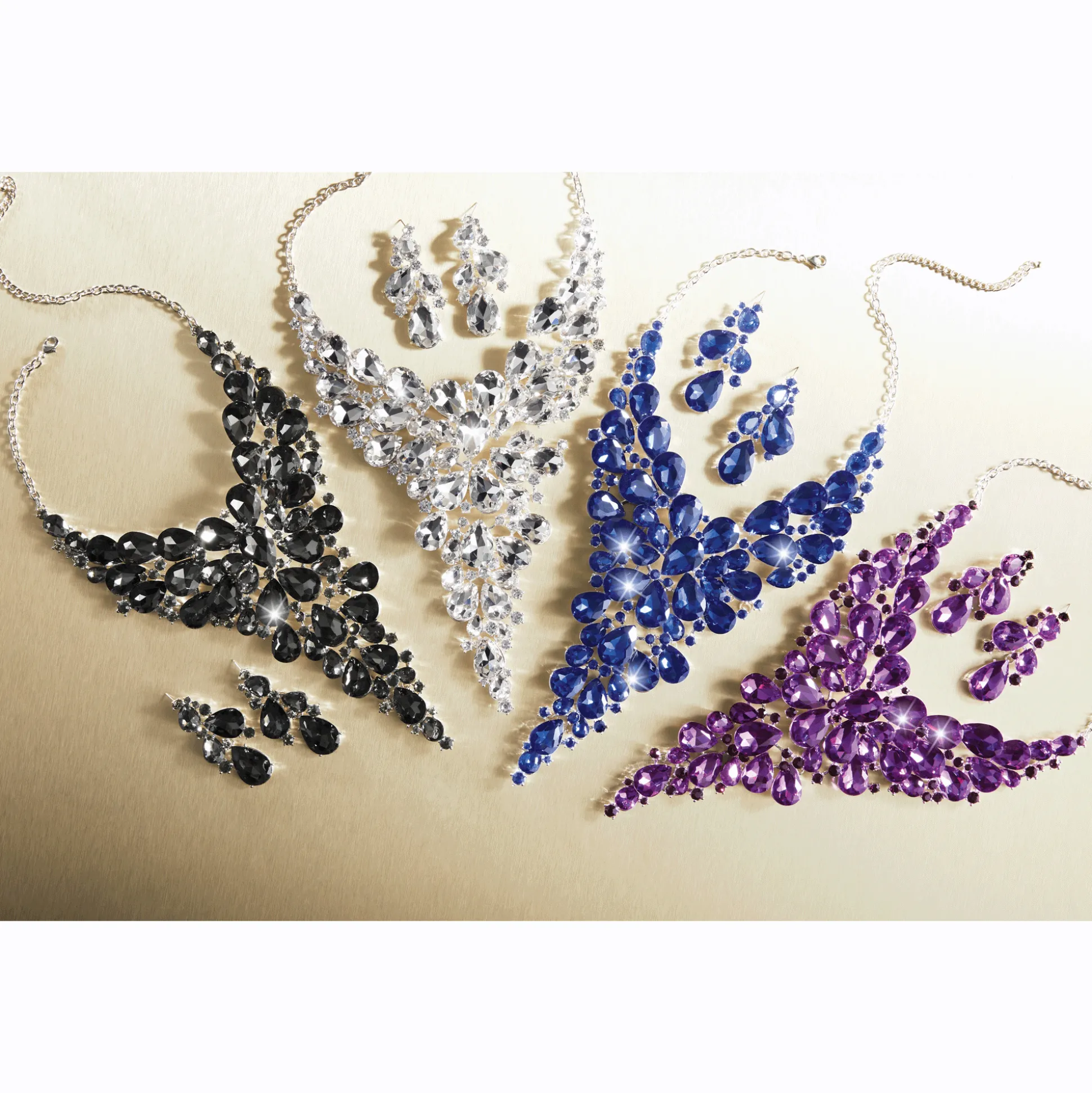 Crystal Bib Necklace and Earring Set