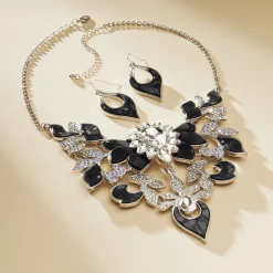 Crystal/Enamel Necklace & Earrings Set