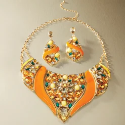 Crystal Floral Enamel Earrings