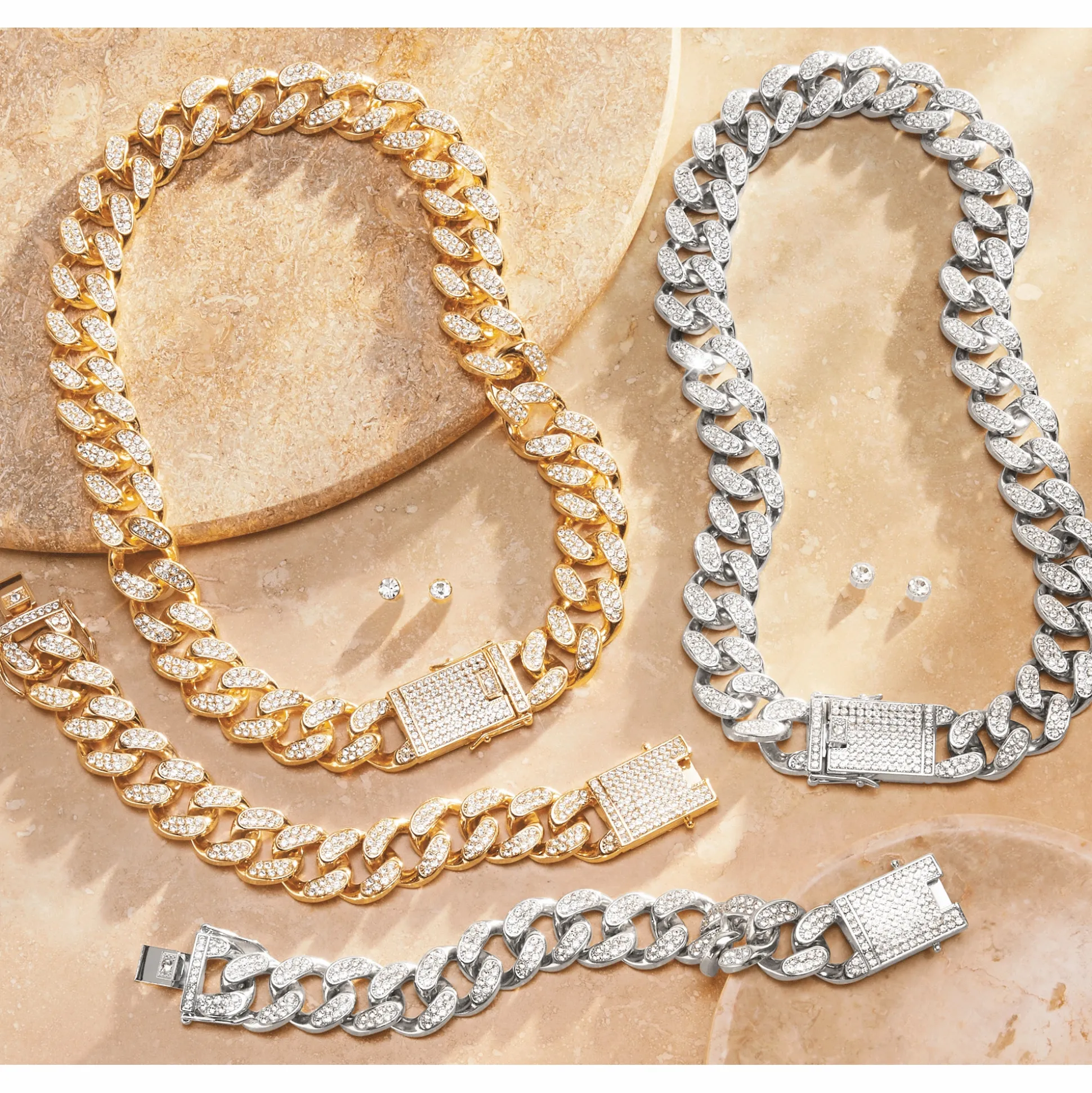 Crystal Link Necklace, Earring and Bracelet Set