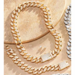 Crystal Link Necklace, Earring and Bracelet Set