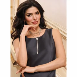 Crystal Multi-Strand Y Necklace & Earring Set