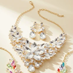 Crystal Shapes/Bib Necklace & Earrings Set