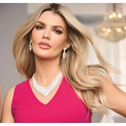 Crystal V-Shaped Bib Necklace & Earring Set