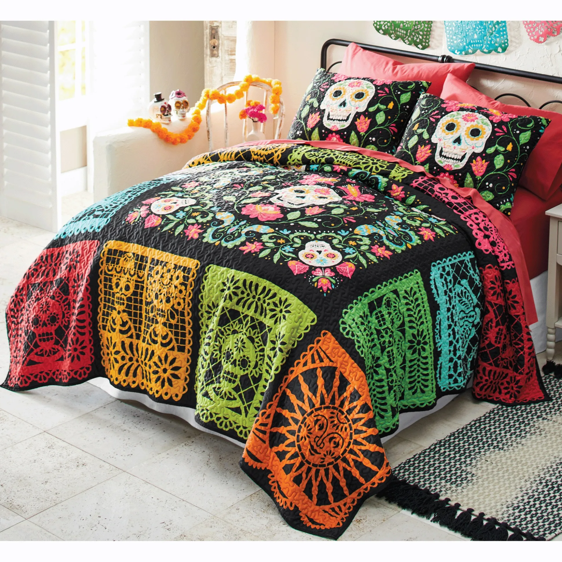 Day of the Dead 3-Piece Quilt Set