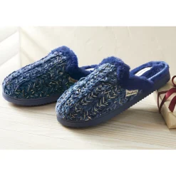 Dearfoams Paris Chenille Shaped Tab Scuff