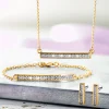 Diamond-Accented Horizontal Bar Pendant, Bracelet & Earring Set