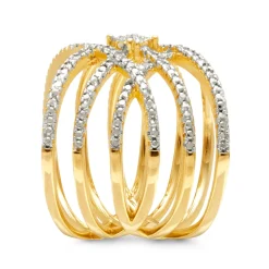 Diamond Cluster Open Crisscross Ring