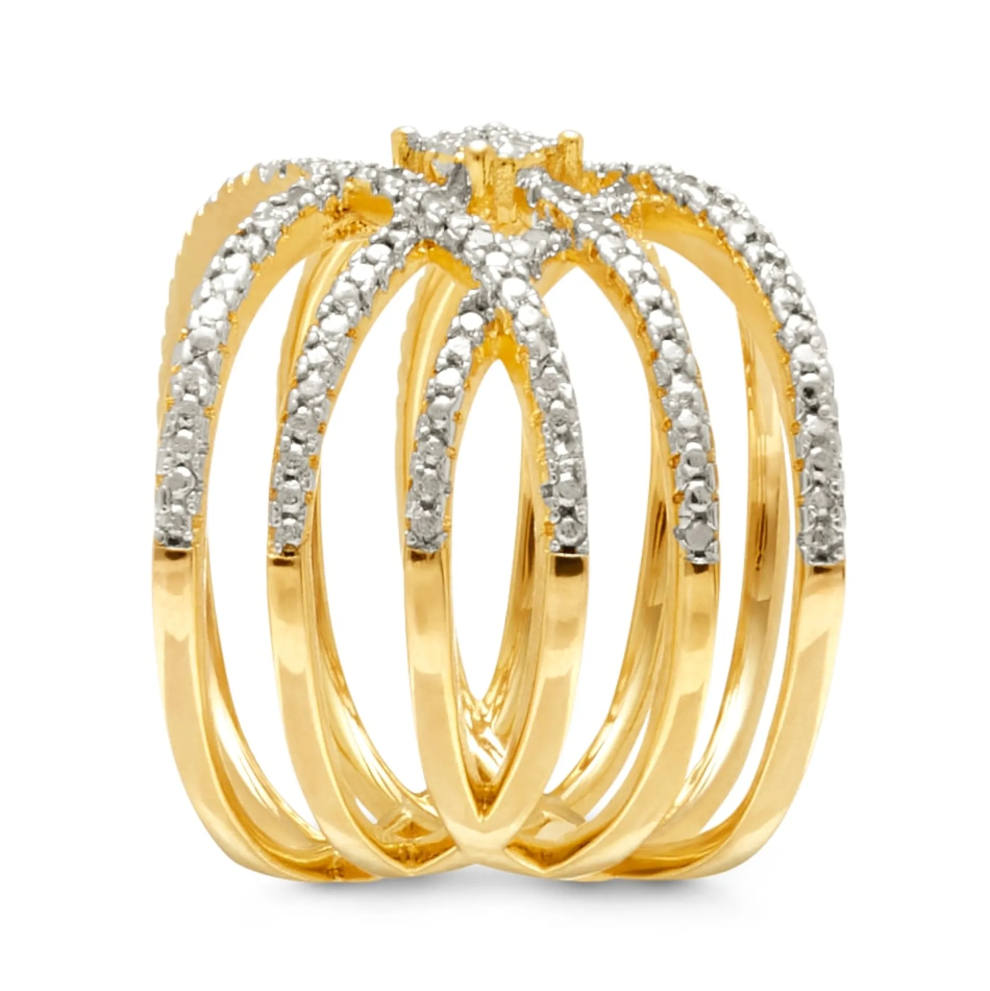 Diamond Cluster Open Crisscross Ring