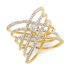 Diamond Cluster Open Crisscross Ring