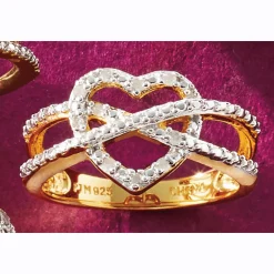 Diamond Open Heart X Ring