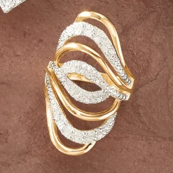 Diamond Ripples Oblong Ring
